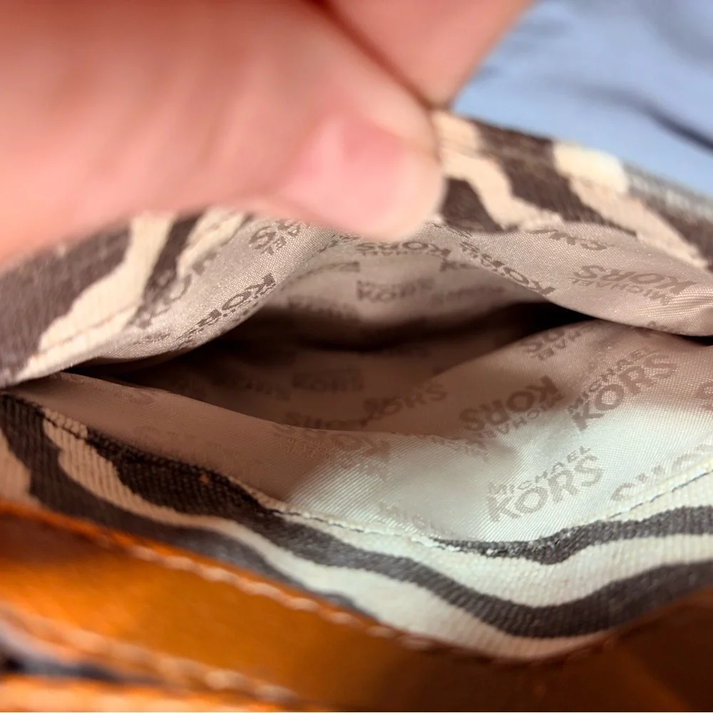 Michael Kors Tan Leather-Trim Zebra Print Tote Bag